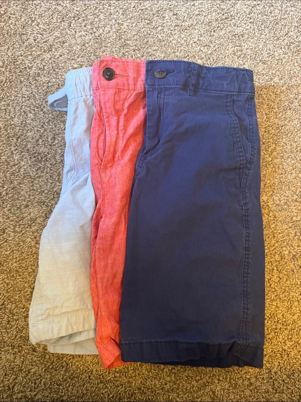 Trio of Kids' Casual Shorts - Light Blue, red, Navy